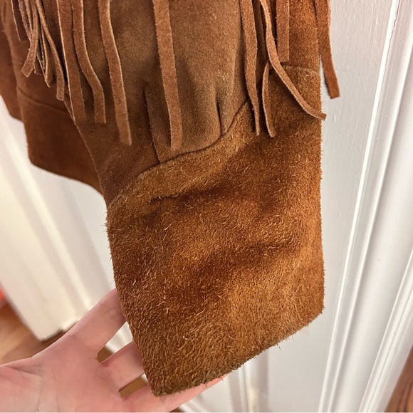 Vtg American Line STEFANO Fringed Suede Leather Cropped Concho Jacket - Picture 7 of 10